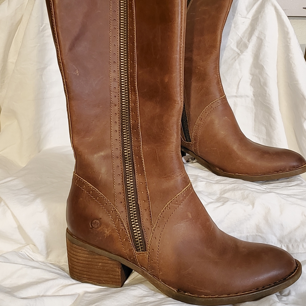 Born leather knee high boots. Reposting.
